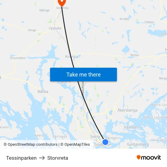 Tessinparken to Storvreta map
