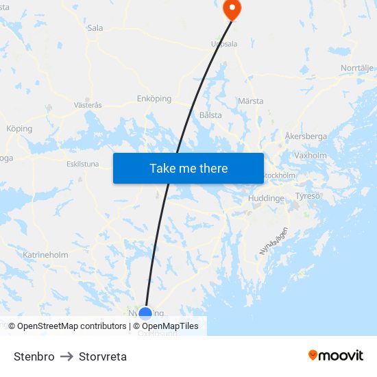 Stenbro to Storvreta map