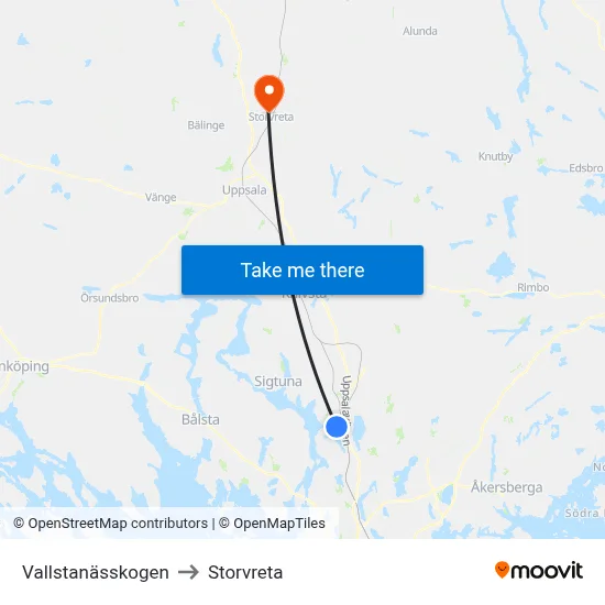 Vallstanässkogen to Storvreta map