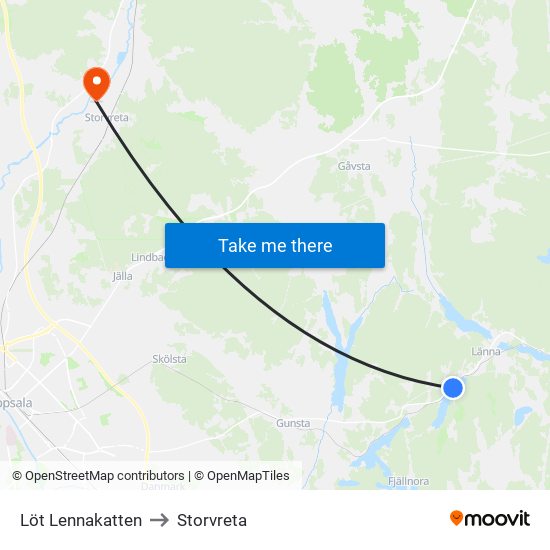 Löt Lennakatten to Storvreta map