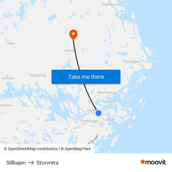 Sillkajen to Storvreta map