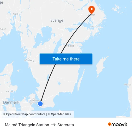 Malmö Triangeln Station to Storvreta map