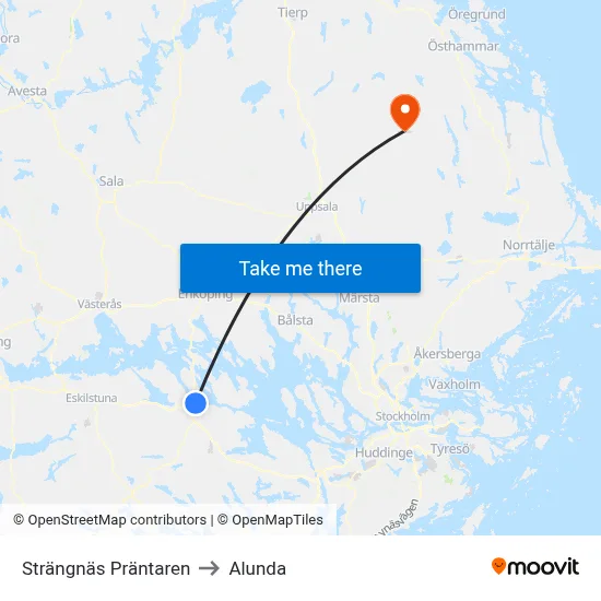 Strängnäs Präntaren to Alunda map
