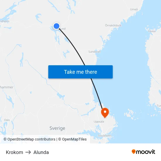 Krokom to Alunda map