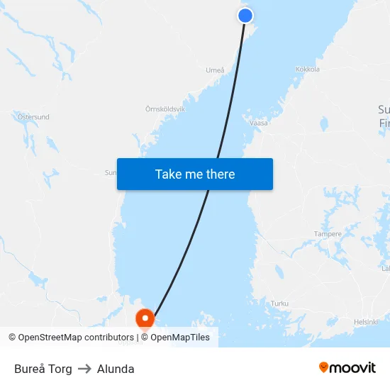 Bureå Torg to Alunda map
