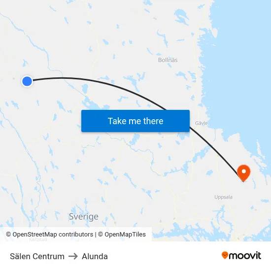 Sälen Centrum to Alunda map