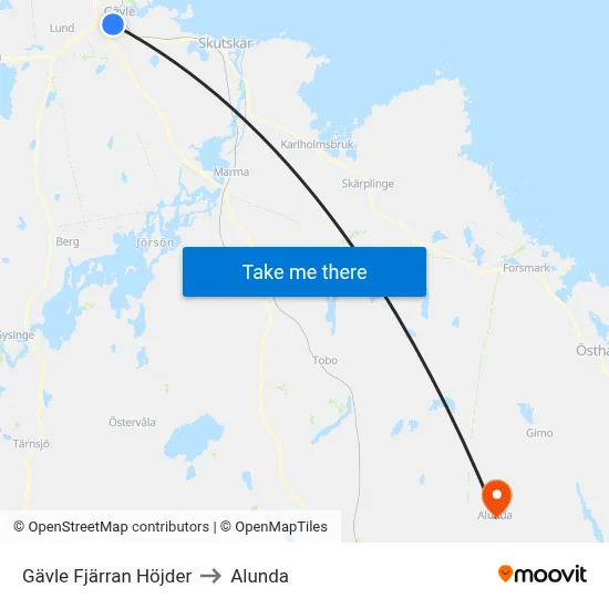 Gävle Fjärran Höjder to Alunda map