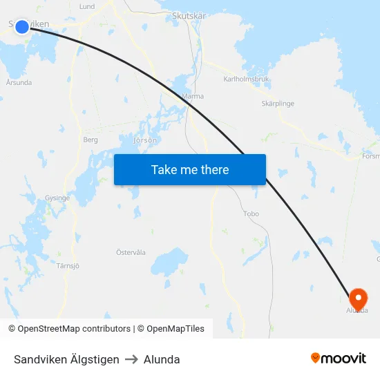 Sandviken Älgstigen to Alunda map