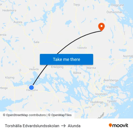 Torshälla Edvardslundsskolan to Alunda map