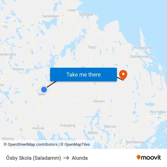 Ösby Skola (Saladamm) to Alunda map