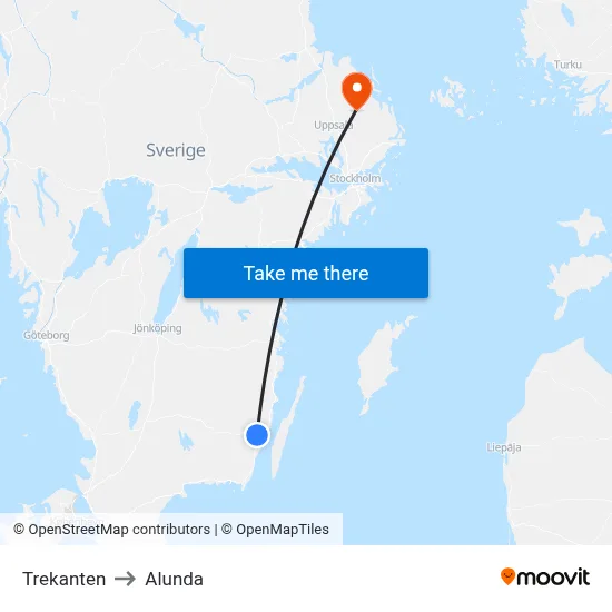 Trekanten to Alunda map