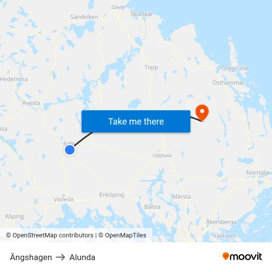 Ängshagen to Alunda map