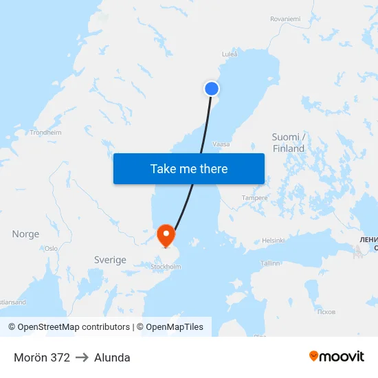 Morön 372 to Alunda map
