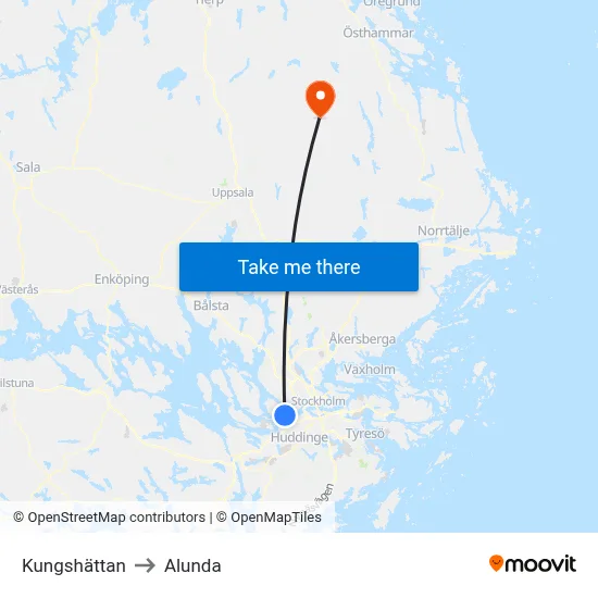 Kungshättan to Alunda map