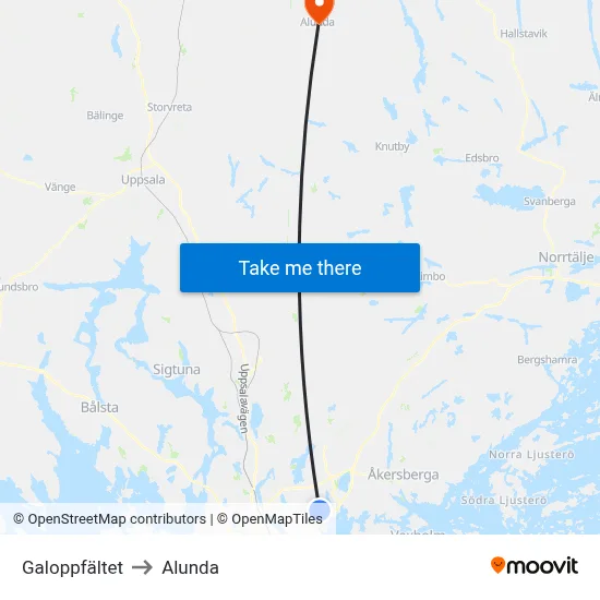 Galoppfältet to Alunda map