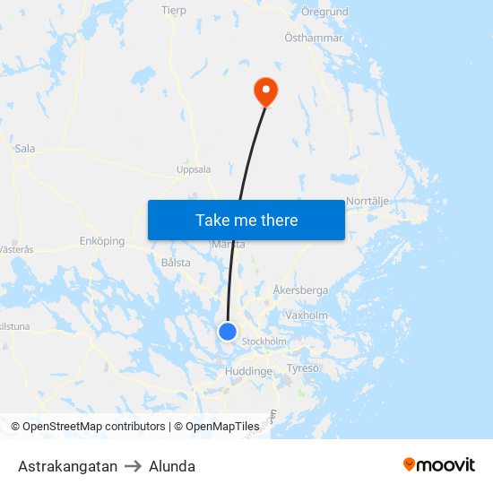 Astrakangatan to Alunda map
