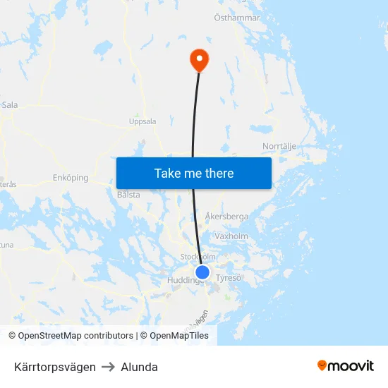 Kärrtorpsvägen to Alunda map