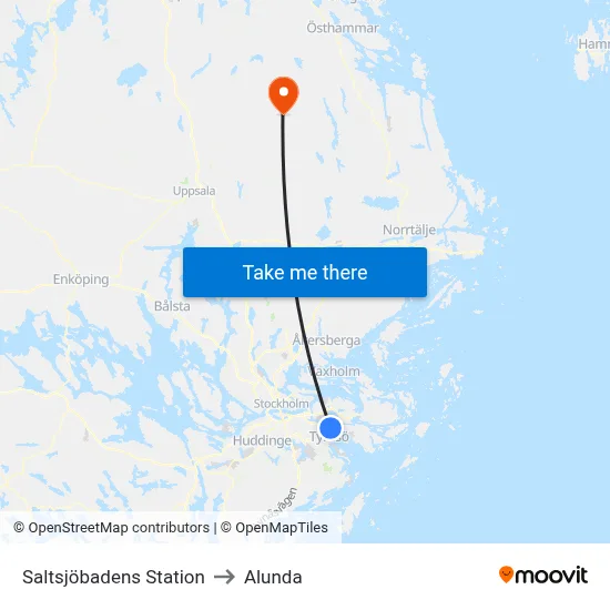 Saltsjöbadens Station to Alunda map