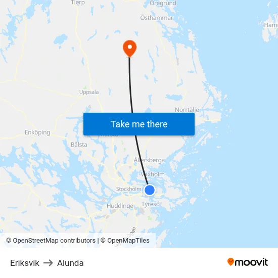 Eriksvik to Alunda map