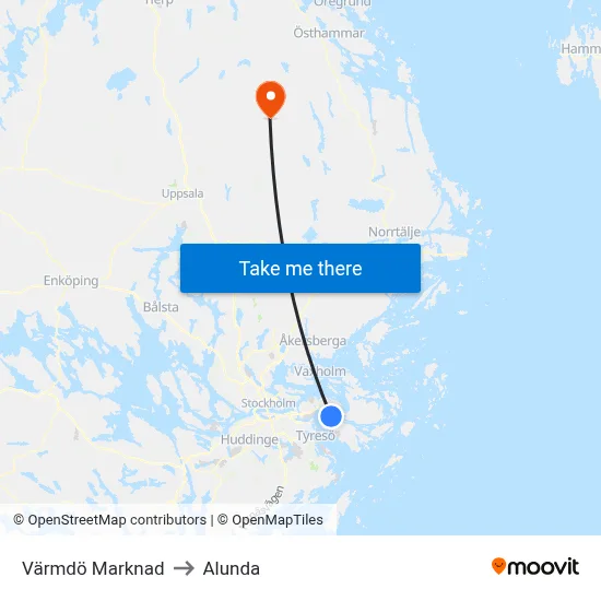 Värmdö Marknad to Alunda map
