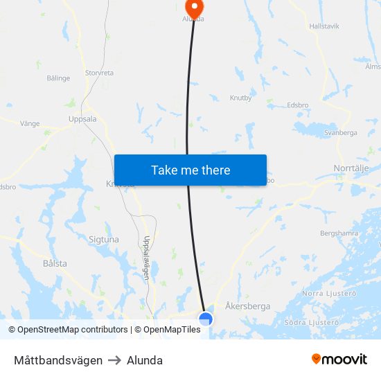 Måttbandsvägen to Alunda map