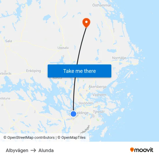Albyvägen to Alunda map