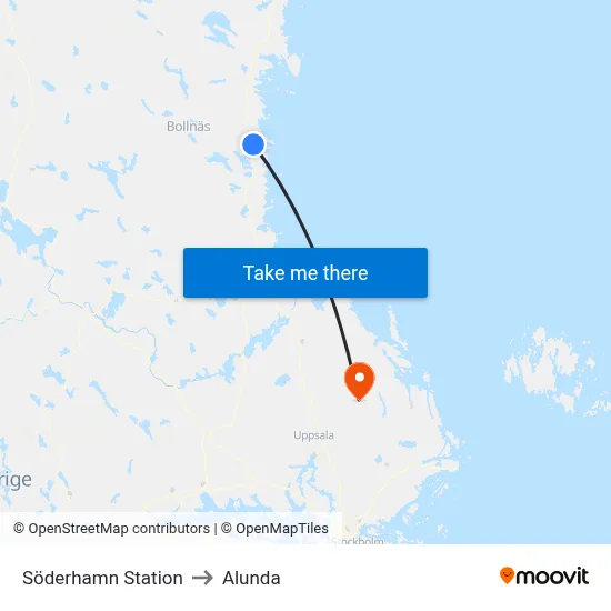 Söderhamn Station to Alunda map