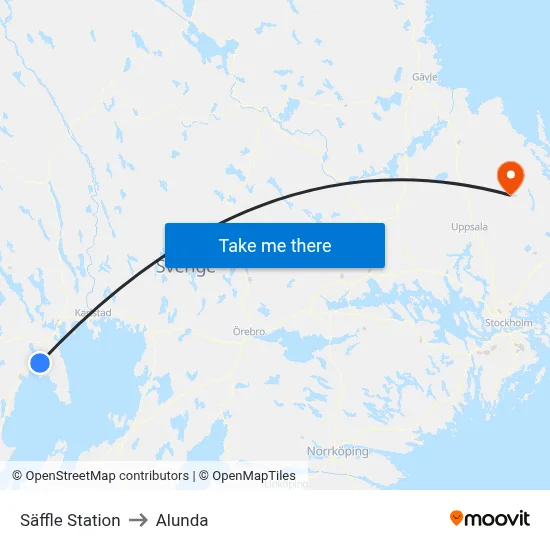 Säffle Station to Alunda map