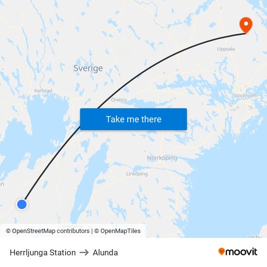 Herrljunga Station to Alunda map