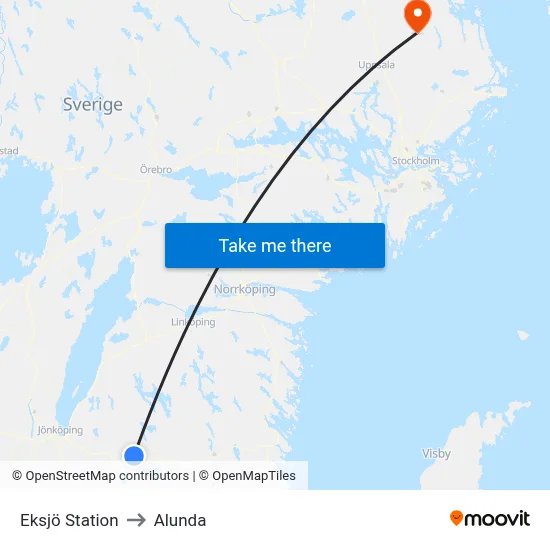 Eksjö Station to Alunda map