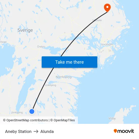 Aneby Station to Alunda map