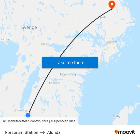 Forserum Station to Alunda map