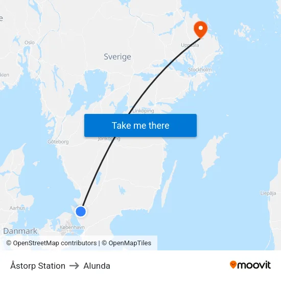 Åstorp Station to Alunda map