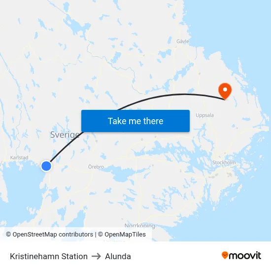 Kristinehamn Station to Alunda map