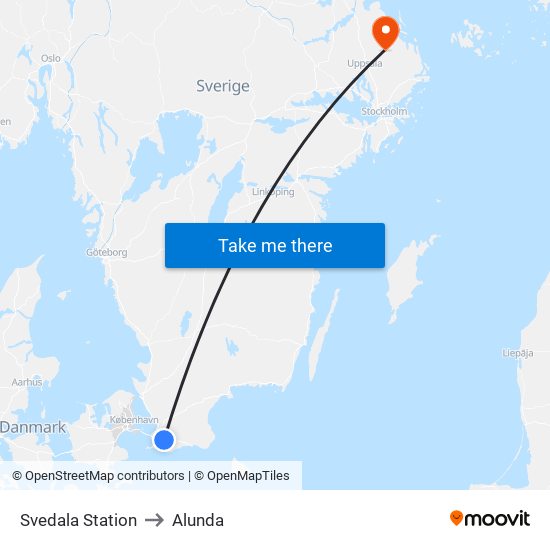 Svedala Station to Alunda map