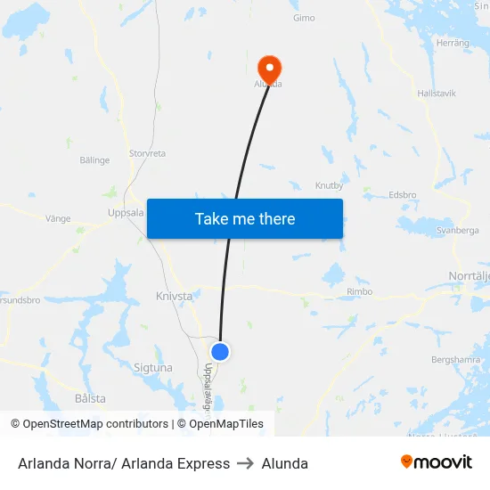 Arlanda Norra/ Arlanda Express to Alunda map