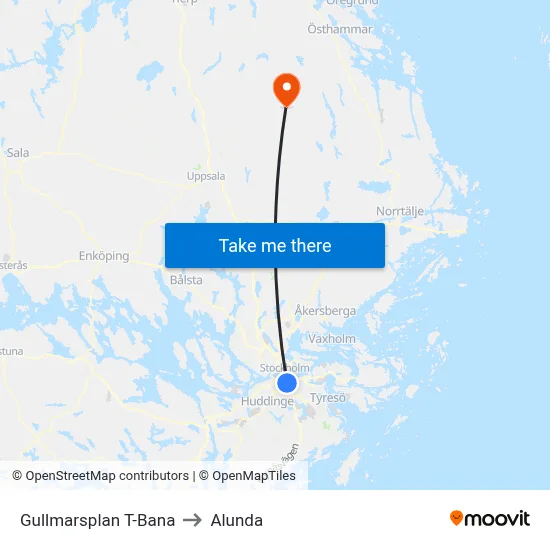 Gullmarsplan T-Bana to Alunda map