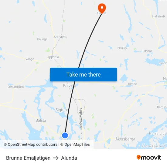 Brunna Emaljstigen to Alunda map