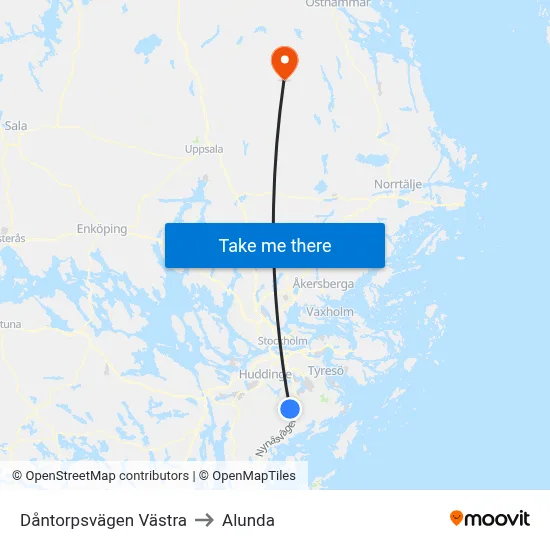 Dåntorpsvägen Västra to Alunda map