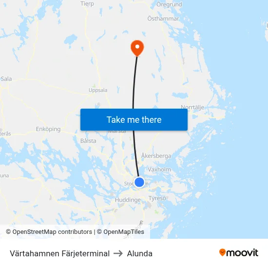 Värtahamnen Färjeterminal to Alunda map