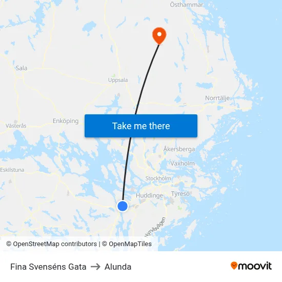 Fina Svenséns Gata to Alunda map
