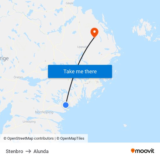 Stenbro to Alunda map