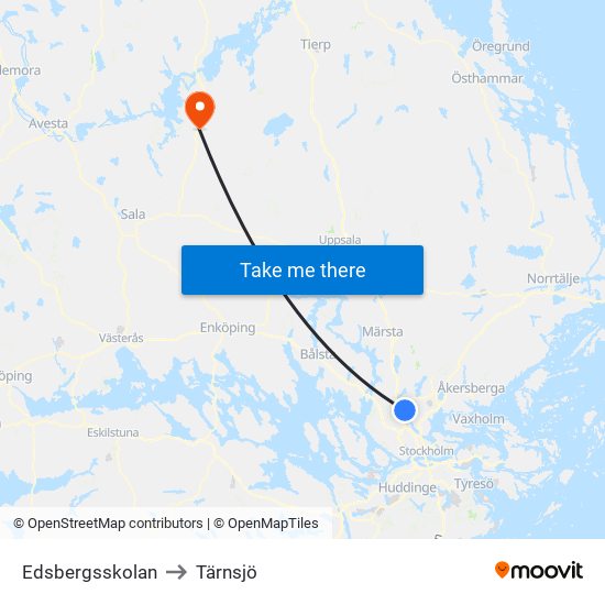 Edsbergsskolan to Tärnsjö map