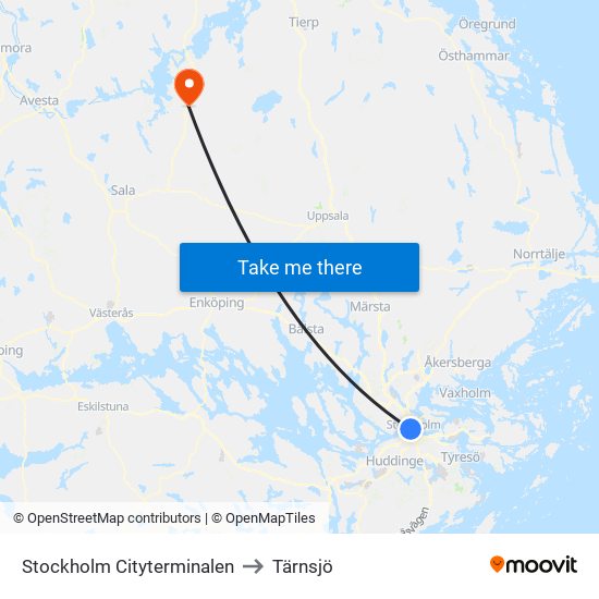 Stockholm Cityterminalen to Tärnsjö map