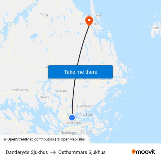 Danderyds Sjukhus to Östhammars Sjukhus map