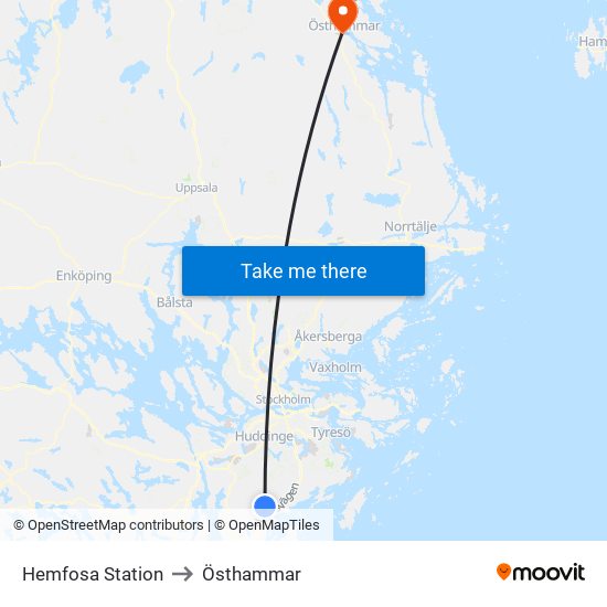 Hemfosa Station to Östhammar map