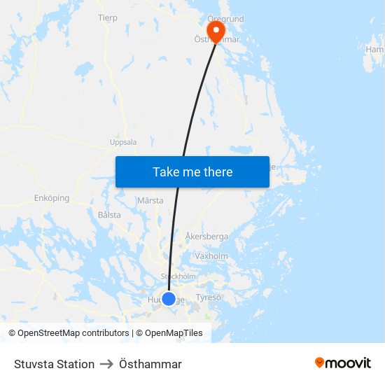 Stuvsta Station to Östhammar map