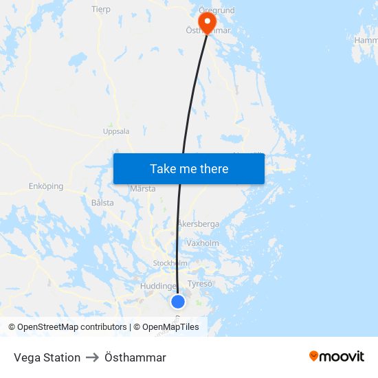 Vega Station to Östhammar map