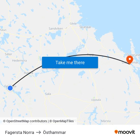 Fagersta Norra to Östhammar map