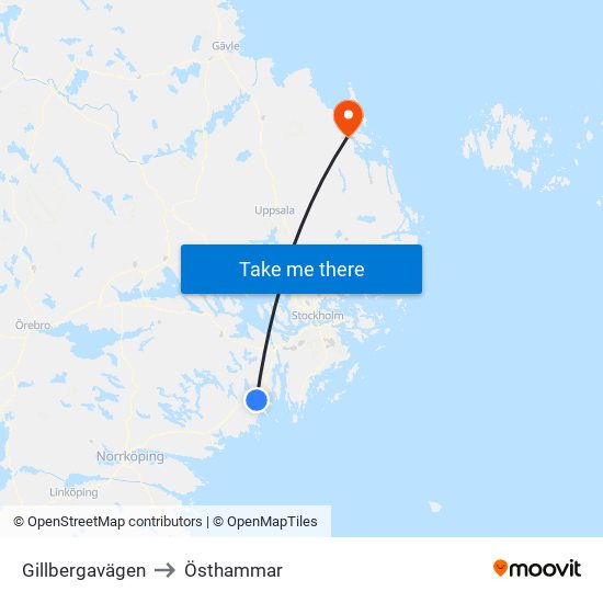 Gillbergavägen to Östhammar map